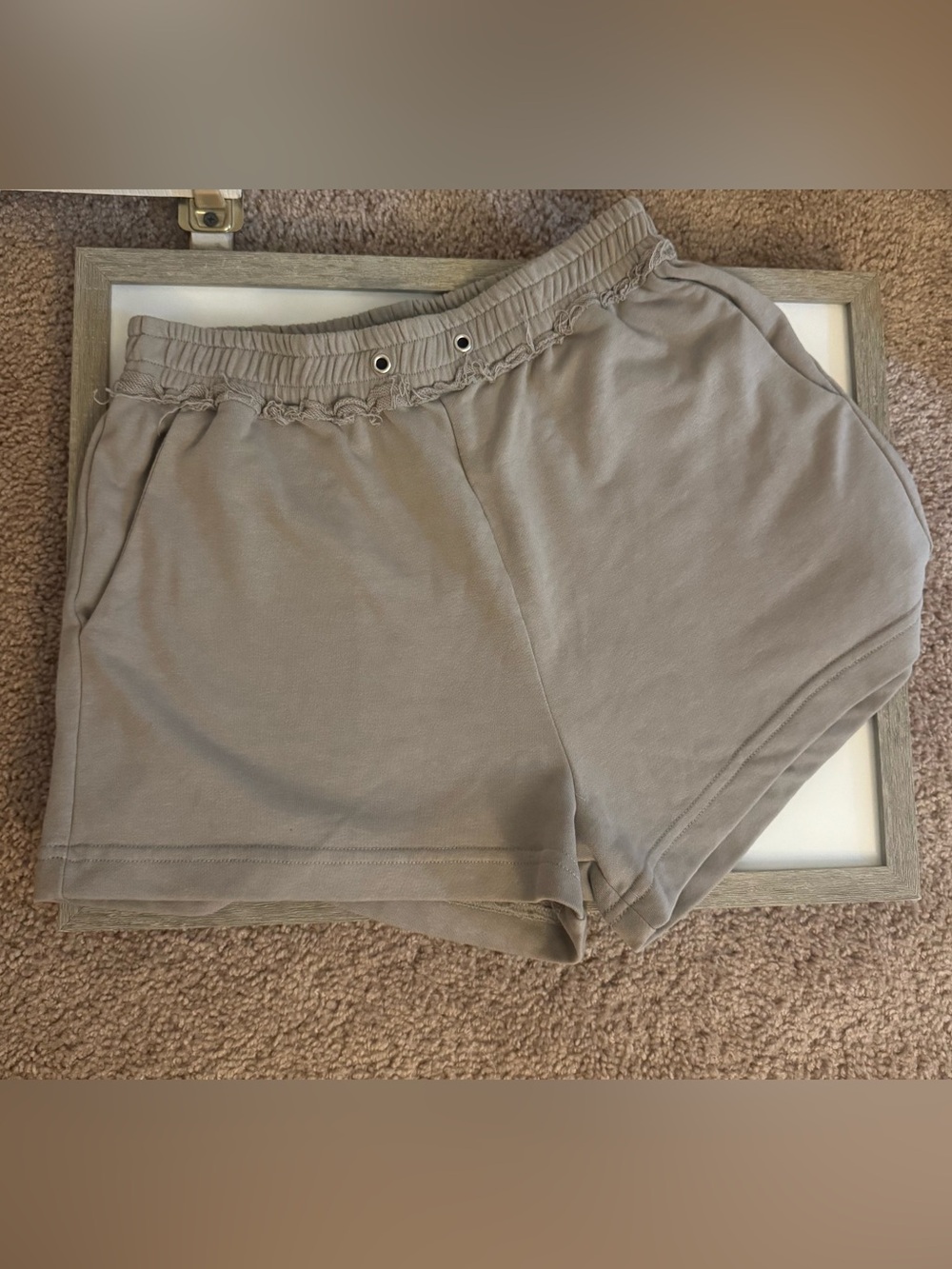 MABLE Women's Taupe Athletic Knit Shorts with Elastic Waist